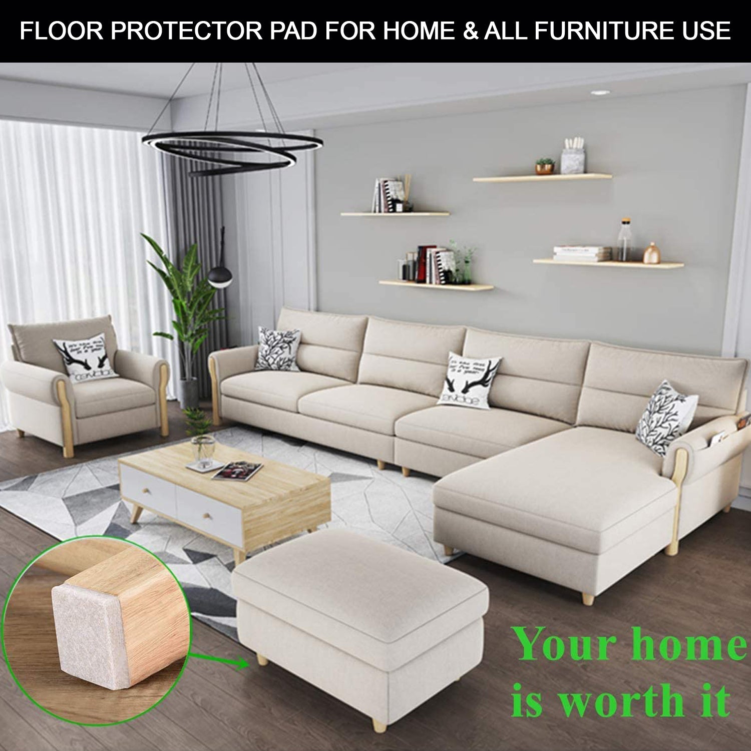 9050 FURNITURE PAD SQUARE FELT PADS FLOOR PROTECTOR PAD FOR HOME & ALL FURNITURE USE DeoDap 9050 FURNITURE PAD SQUARE FELT PADS FLOOR PROTECTOR PAD FOR HOME & ALL FURNITURE USE DeoDap